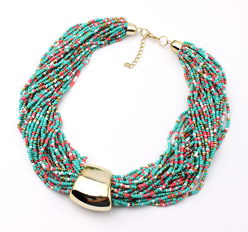 

Wholesale-2016 new Bohemian tassel short necklace Multilayer seed bead necklaces fanish jeweiry for woman [CN96825]