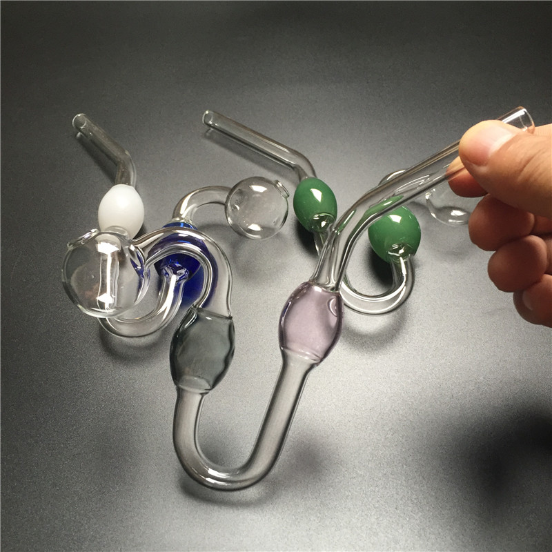 

New Colorful Curve Glass Oil Burner Water Pipe with 6.3 Inch L 1.8mm Thick Pyrex Smoking Hand Pipes Oil Burner Bong