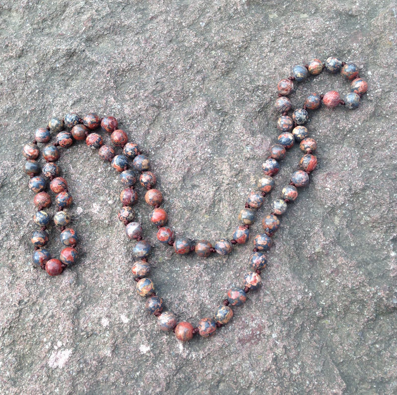 

ST0270 10mm Leopardskin Jasper Stone Man Women Unique Boho Jewelry 40'' Long Necklace natural stone bead necklace, Silver