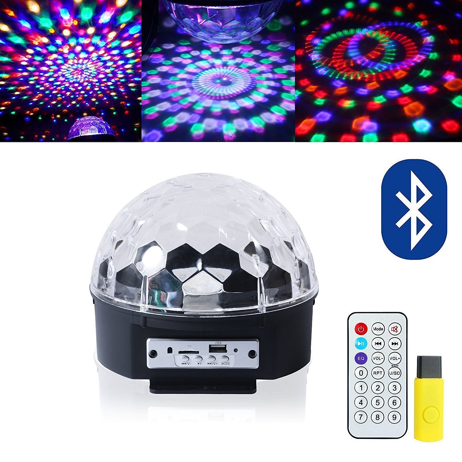 

colors Changing DJ Stage Lights Magic Effect Disco Strobe Stage Ball Light with Remote Control Mp3 Play Xmas Party rotating spot lights