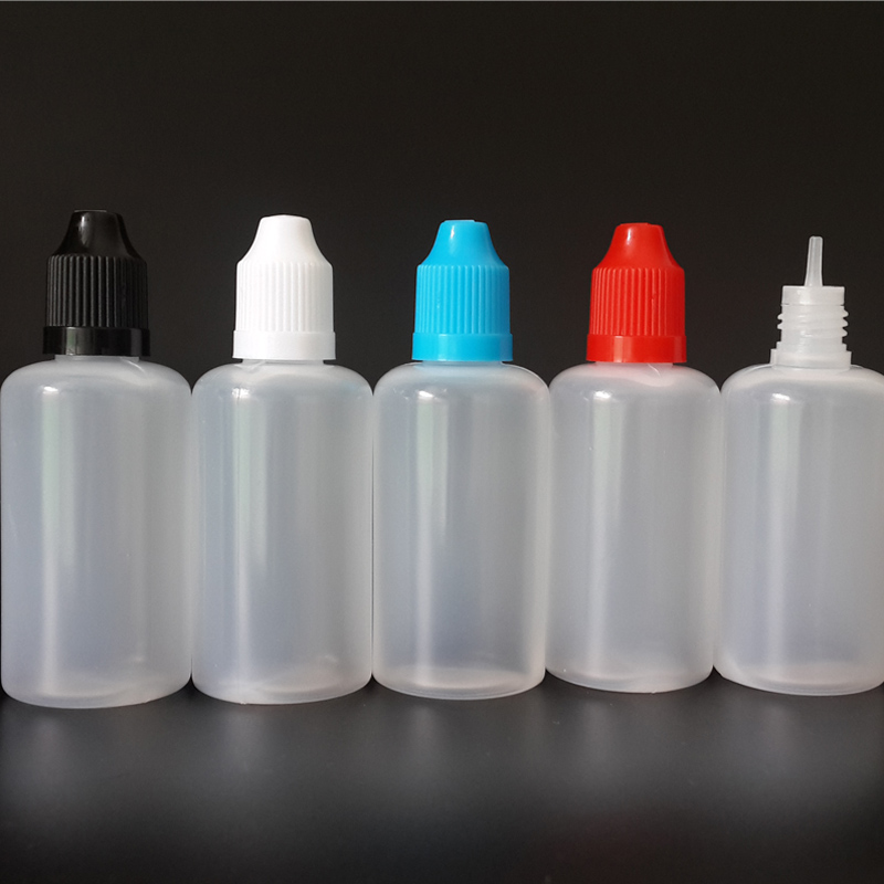 

50ml LDPE E liquid Needle bottles Empty Plastic Dropper Bottles with Childproof Caps and long thin tip for Vape E juice