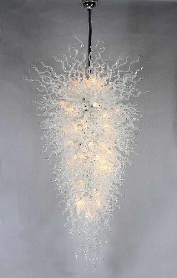 

Lamp Large Pendants Lamps White Chandelier for Home Art Decor Lighting Hand Blown Murano Glass Pendant Light with LED Bulbs