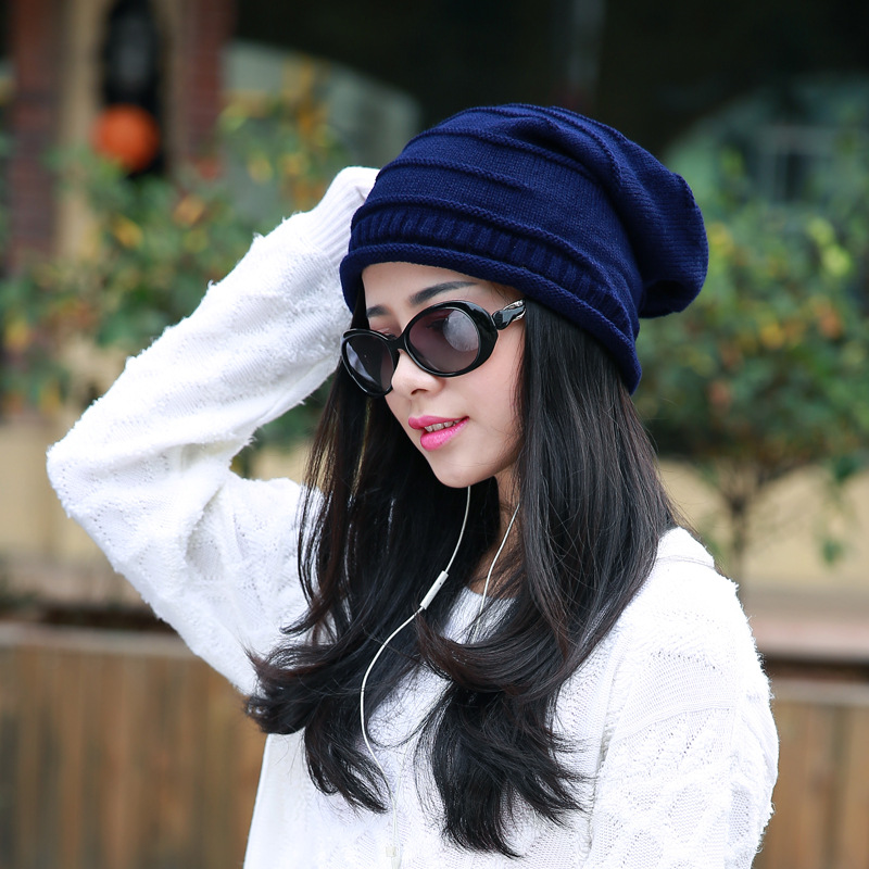 

Hot Sale 7 Colors Winter Women Ladies Unisex Winter Knit Plicate Slouch Cap Hat Knitted Skull Beanie Casual Ski Hats, Light grey
