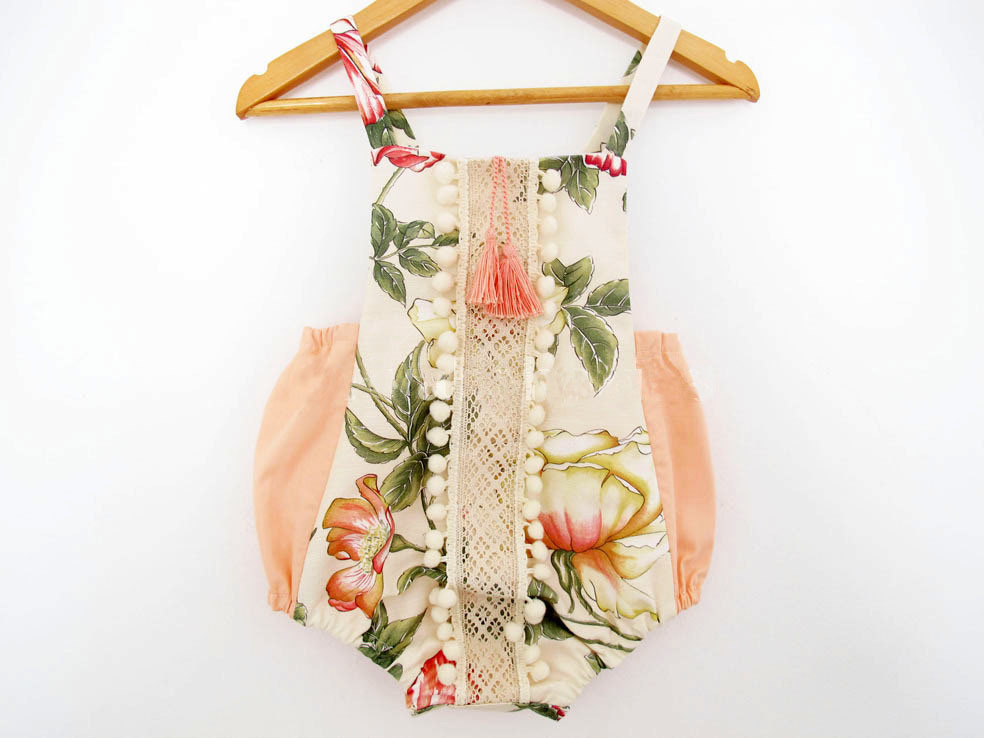 

New Summer Baby Romper Baby Girls Floral Rompers Newborn Infant Child Girls Sweet Jumpsuit Tassels Strap Lotus Romper Bodysuit Kids Clothes, As shown