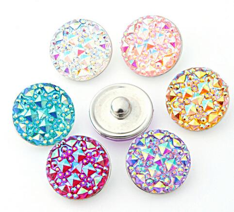 

10pcs/lot high quality mixed color Round resin ginger snaps Round glass snaps Bracelets fit 12,18,20mm snaps buttons jewelry kz22 noosa