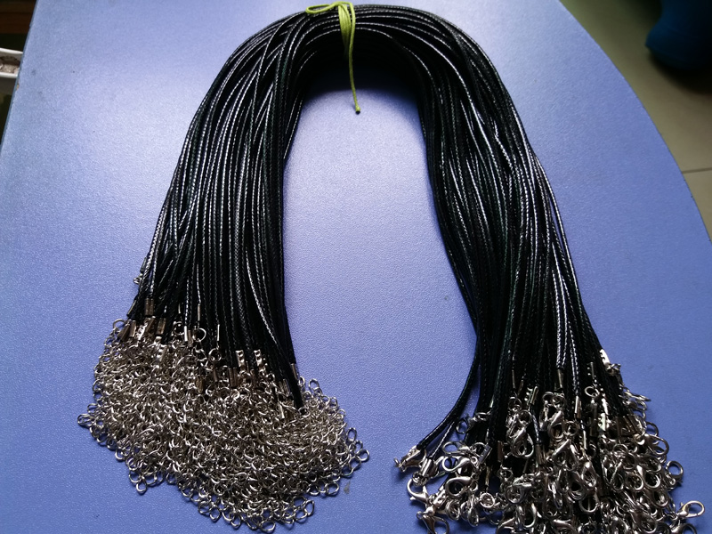 

100pcs Black 2mm PU Leather Jewelry Rope Necklace Lobster clasp Cord For DIY Craft Pendant Necklace Jewelry 20'' 22'' 24'' with 2'' Extensi