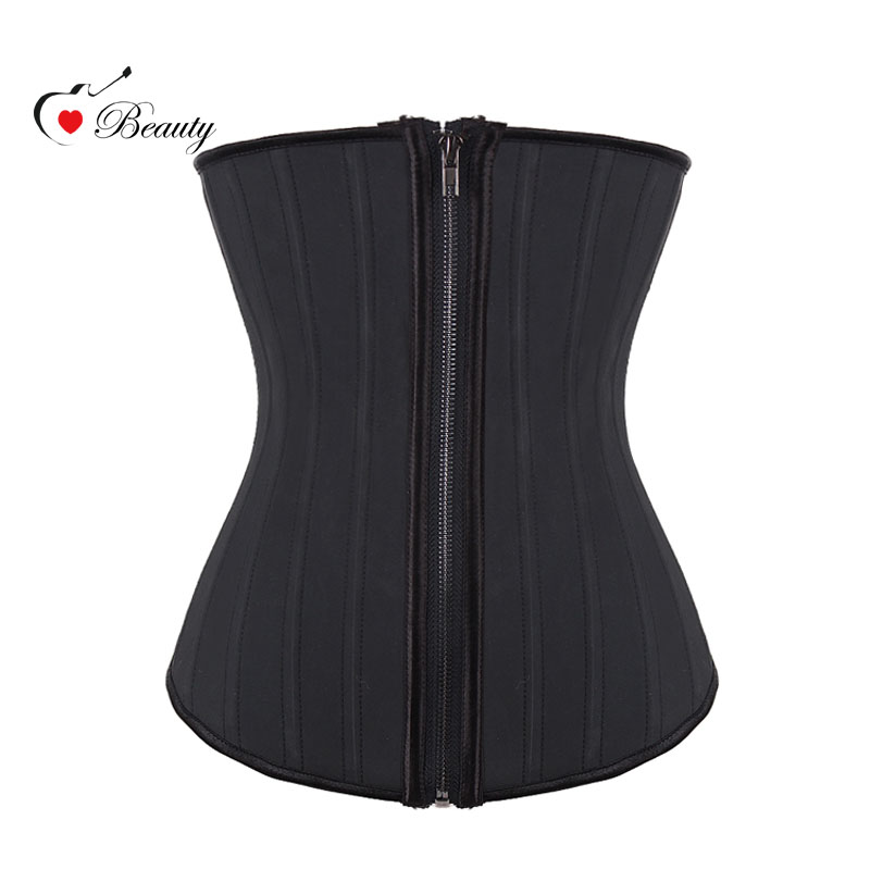 

Wholesale-2016 Zipper And Hooks Latex Waist Trainer 25 Steel Bone Waist Training Corsets Underbust Waist Cincher Zip And Clip Waist Shaper