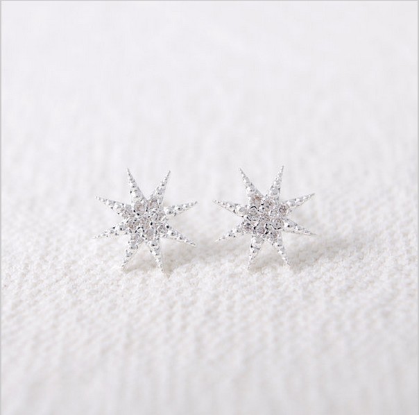 

New fashion Rinestones star anise star snow gold-plated silver plated earring women best gift of a woman