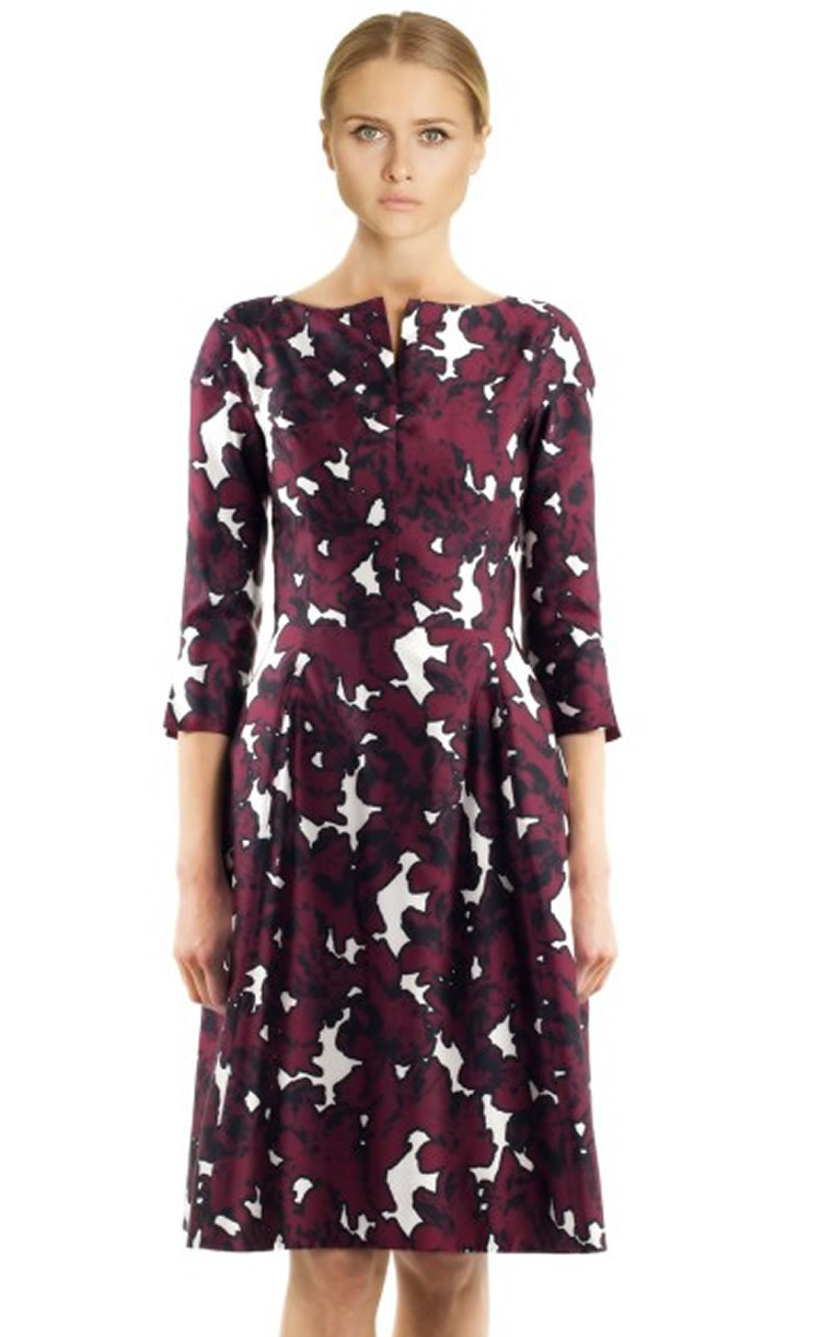 

Fashion Print Women A-Line Dress Elegant 3/4 Sleeve Dresses 099A703, As pictures