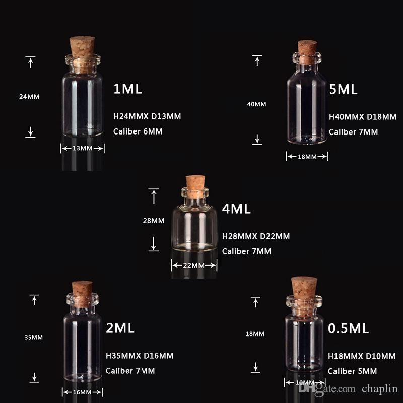 

0.5ML 1ML 2ML 4ML 5ML Vials Clear Glass Bottle with Corks Miniature Glass Bottle with Cork Empty Sample Jars / Message Weddings Wish Jewelry
