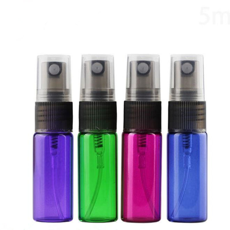 

5ml Red Purple Blue Glass Perfume Bottle, refillable 5ml colorful Mist Spray Bottle Atomizer fast shipping F20172121