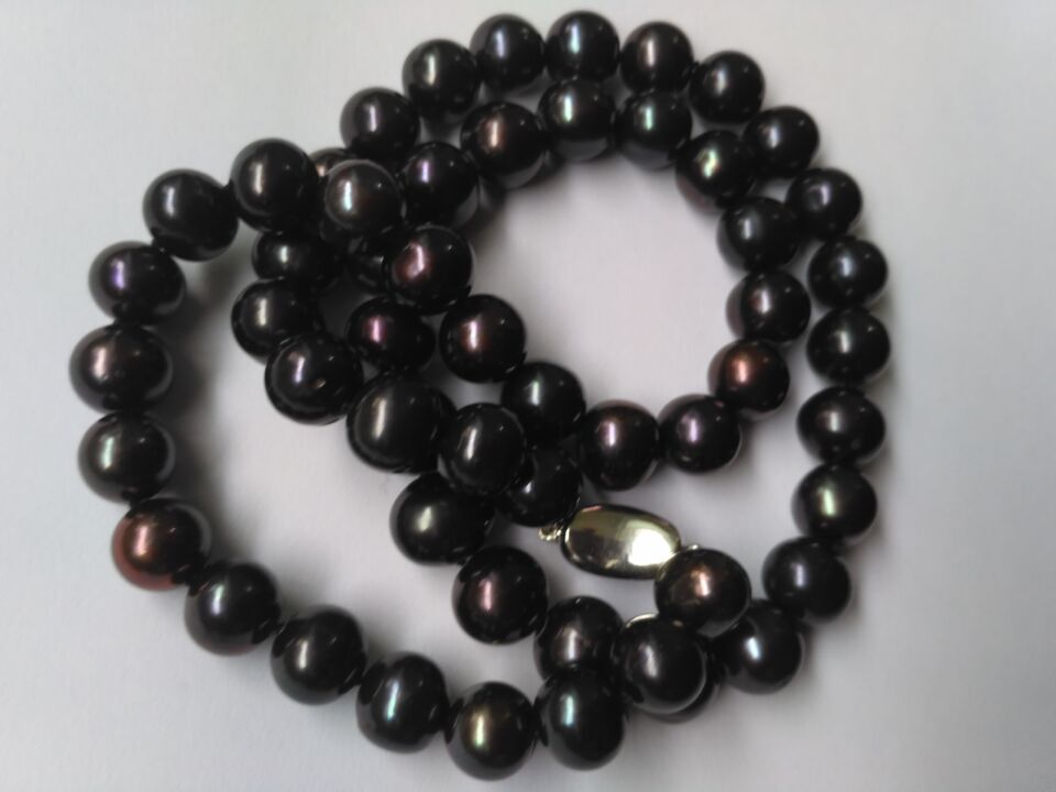 

Fast Free shipping New Fine Pearl Jewelry 20inches 10-11mm Natural south sea Peacock black brown pearls necklace 925silver