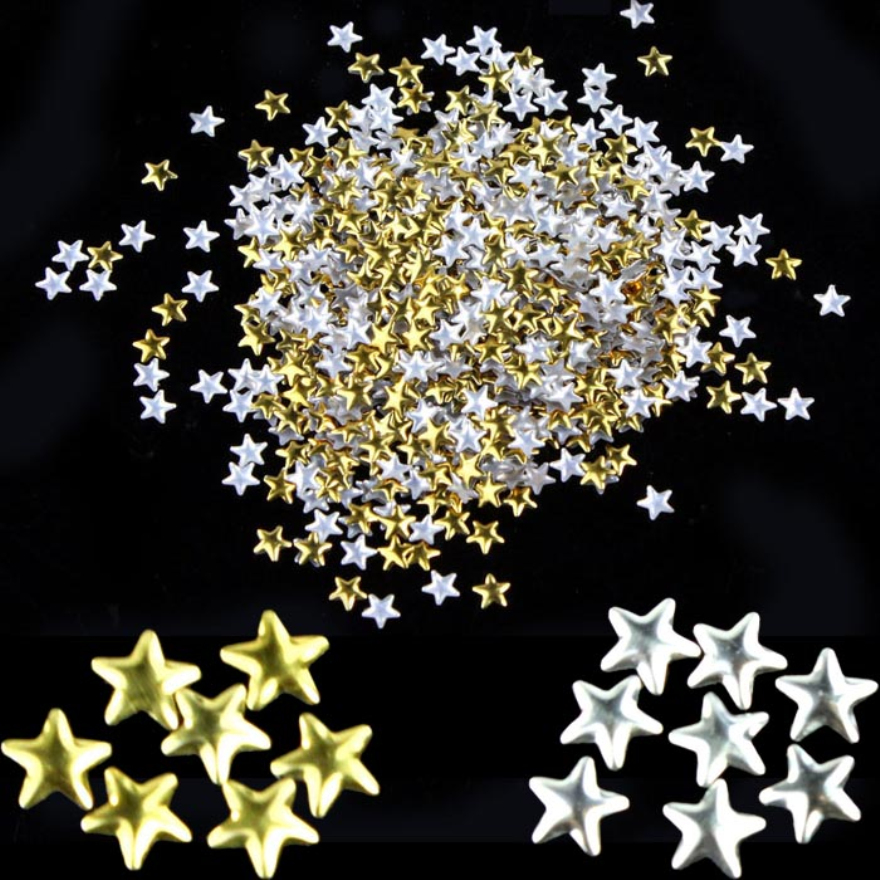 

Wholesale- Nail Art 250 Pieces Gold Silver 5mm Star Metal Studs for Nails Phone Decoration, As pic