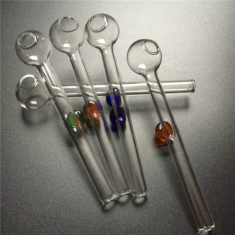 

4 inch glass oil burner hand pipes mini thick pyrex oil burner with green blue brown colorful handle glass water smoking pipes