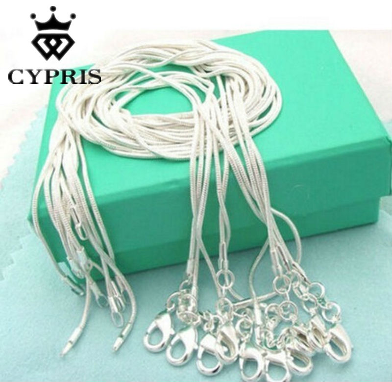 

Wholesale-wholesale retail 16 18 20 22 24 inch Beautiful fashion silver 1MM snake chain Necklace 925 jewelry wholesale bulk CYPRIS