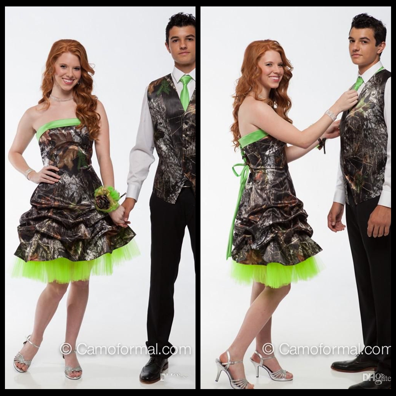 

2017 Short Green Camo Wedding Dresses Knee Length Camouflage Tiers A Line Bridal Dress Wedding Gown Robe De Mariage, White camo