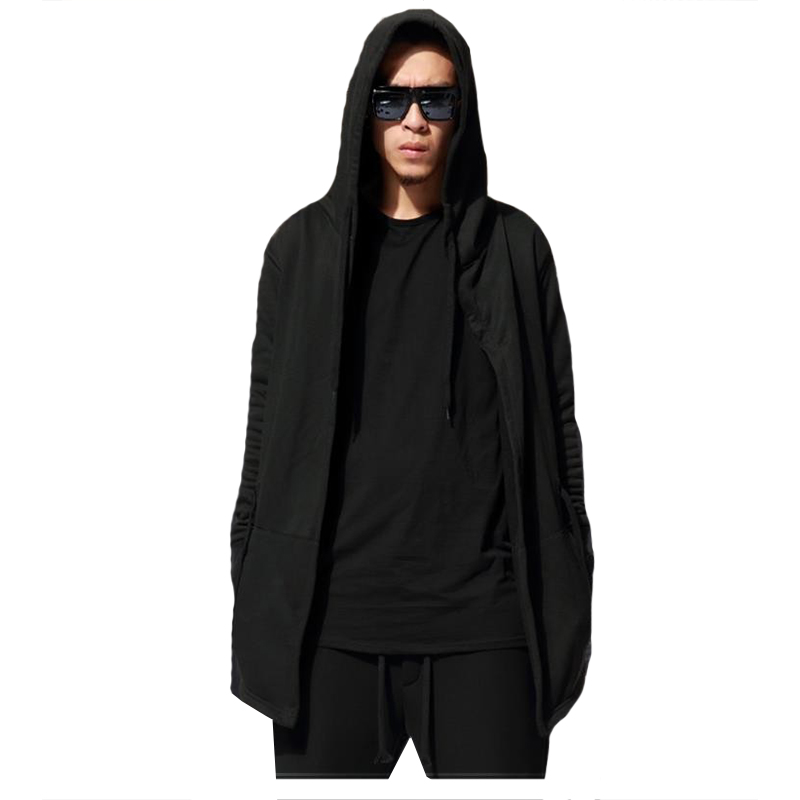 

Wholesale-Cardigan Cloak Hombre Fashion New Cloak Hooded Male Streetwear Hip Hop Long Hoodies Clothing Men Outerwear Cool Man H1-1899-HD07, Black