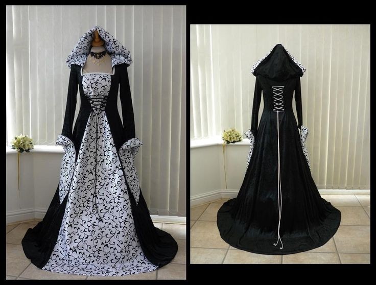

New Designer White and Black Gothic Wedding Dresses with Hat Embroidery Long Sleeve A Line Bridal Gowns 2017 vestido de novia, Ivory