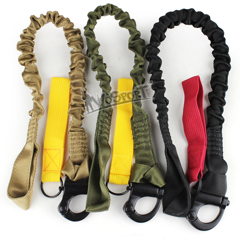 

hunting spring single point sling paintball gear airsoft accessories molle system tactical elastic safety sling Lanyard Line for climbing, Multi-color