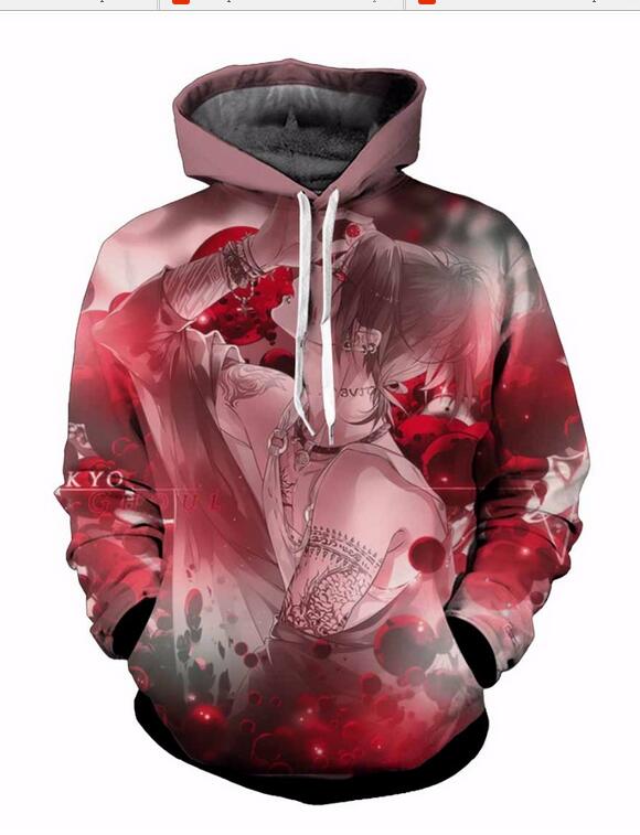 New Fashion Men/Women Tokyo Ghoul Funny 3d Sweatshirts Hoodies Autumn Winter Casual Print Hooded Pullovers Tops LM0141