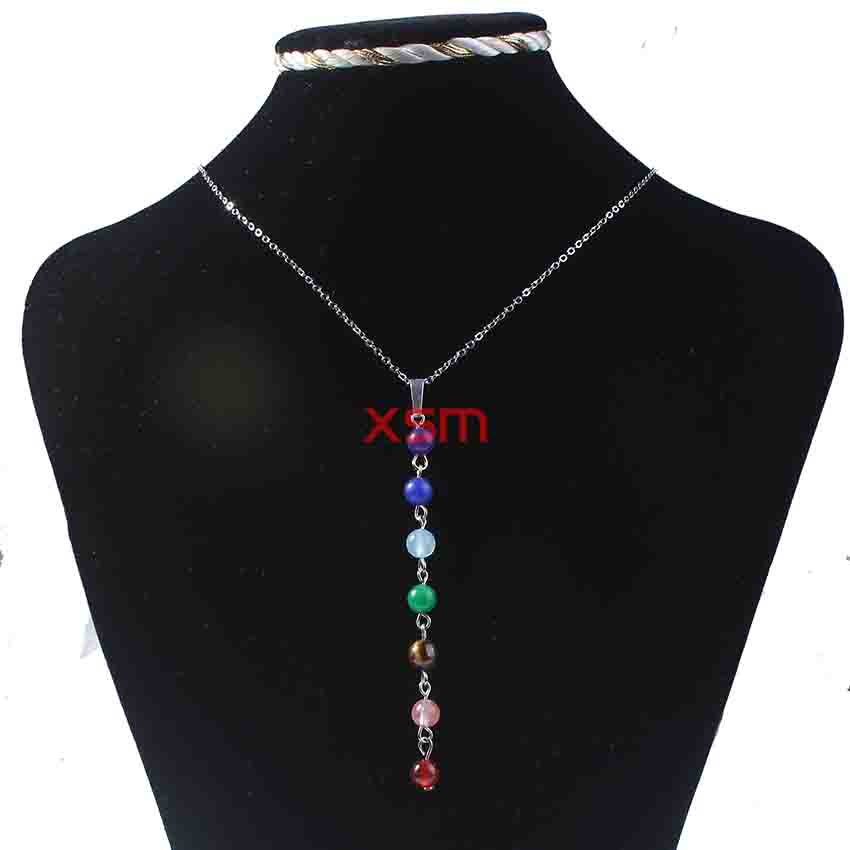 

10pc Natural Crystal DIY Fashion Style 7 Reiki Chakras Pendant Necklace Charms Jewelry For Women Free Shipping, Silver