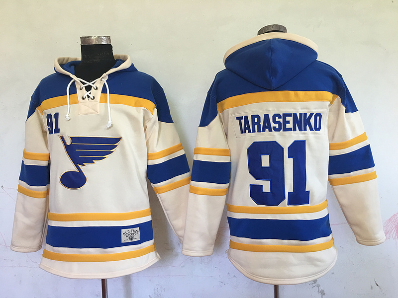 

High Quality ! 2016 New Old Time Hockey Jerseys St. Louis Blues #91 Vladimir Tarasenko Hoodie Pullover Sports Sweatshirts Winter Jacket, Beige