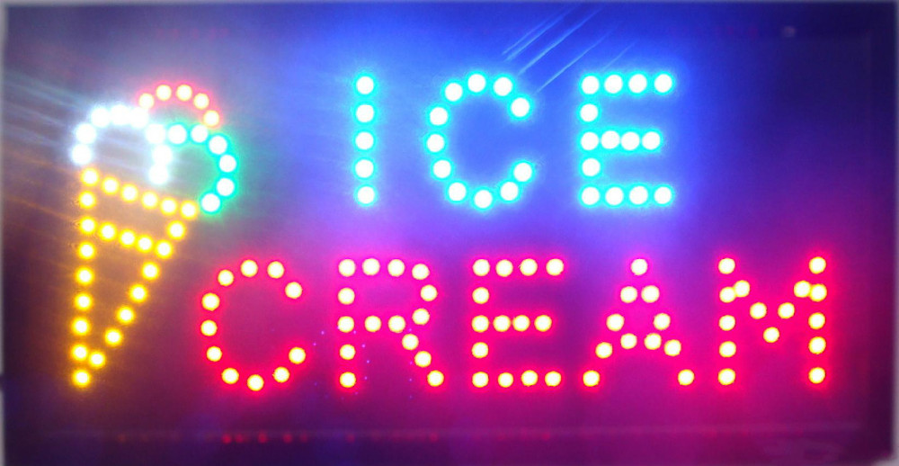 

2016 New arriving customized Led Ice cream shop Signs Neon eye-catching slogans board semi-outdoor 48cm*25cm wholesale