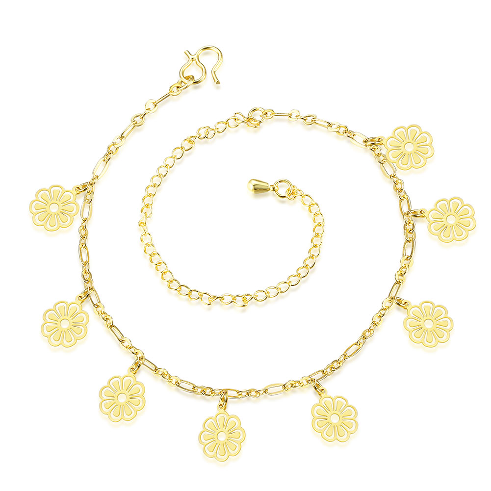 

Gold-Tone Boho Flower Dangle Charm Anklet Foot Chain