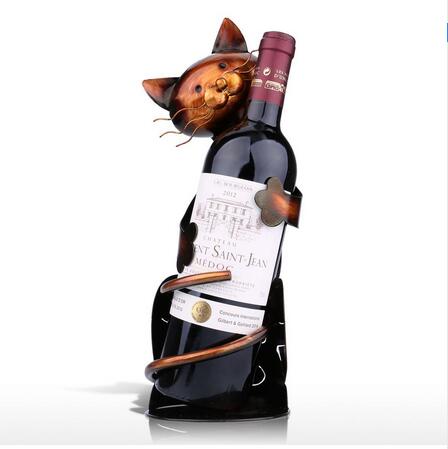 

Cat Shaped Wine Holder Wine shelf Metal Figurine Practical Figurine Rack For Wine Bottle Office Home Decor