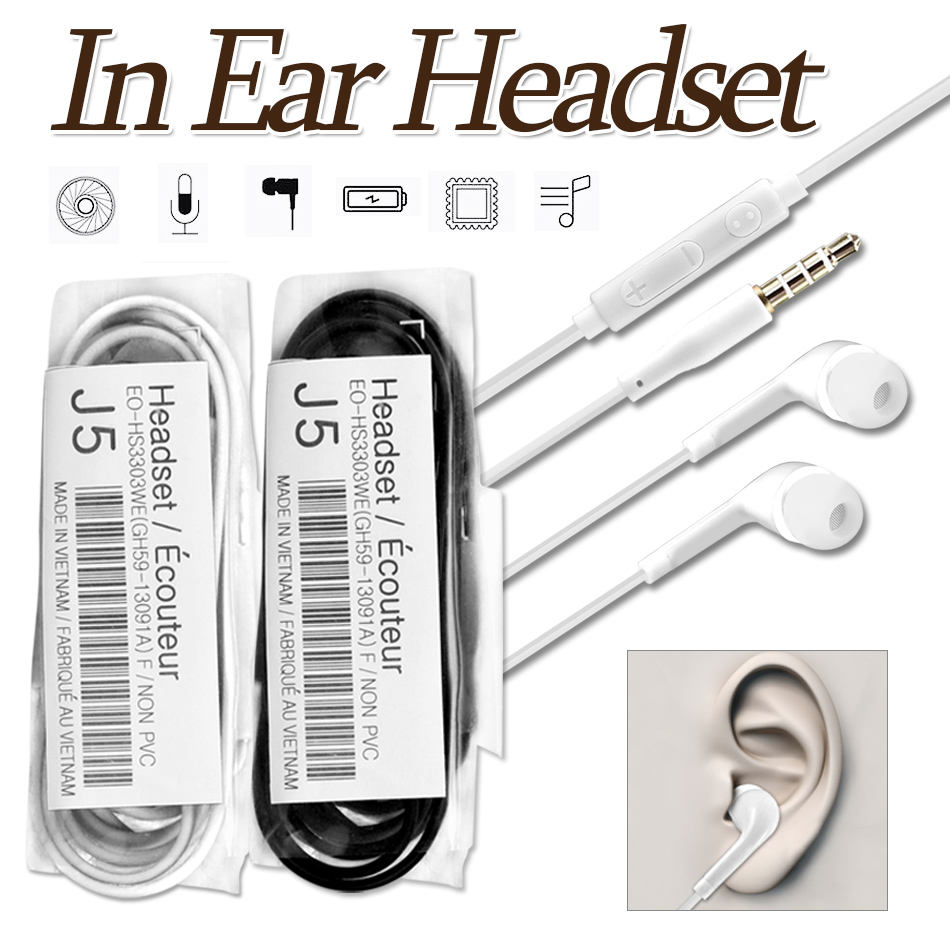 

Wired Hearphones For Cellphone In-ear Earbuds 3.5mm Sport Running Hearphone with Mic Volume Control Headset with OPP Bag, White