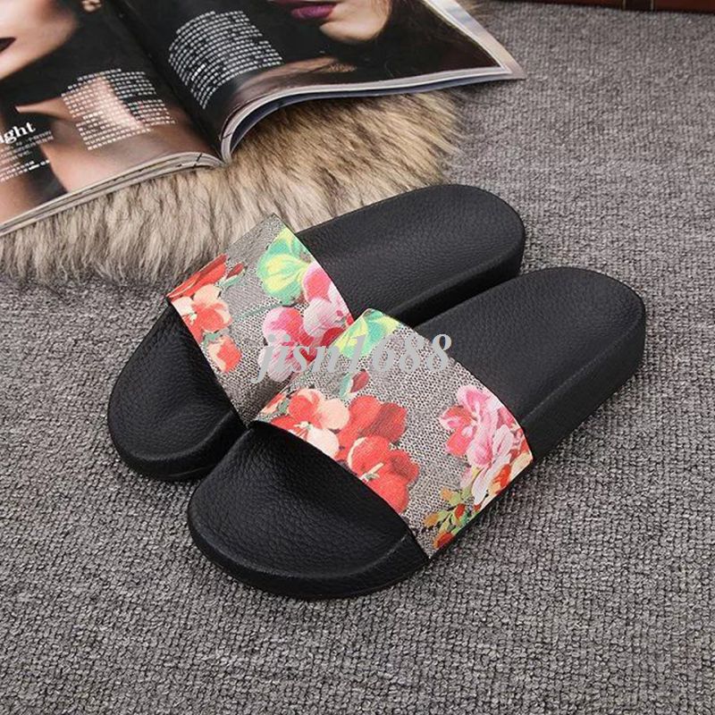 

new arrival 35 colors mens and womens fashion causal slippers mens flower animal print slide sandals summer outdoor beach flip flops, Black