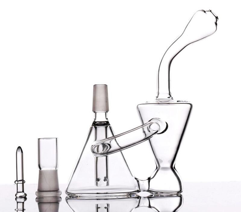 

2019 New Mini Portable Bongs Free Shipping Pocket Glass Bongs Water Pipes with Inline Perc Recycle Clear Small Bongs Pipes