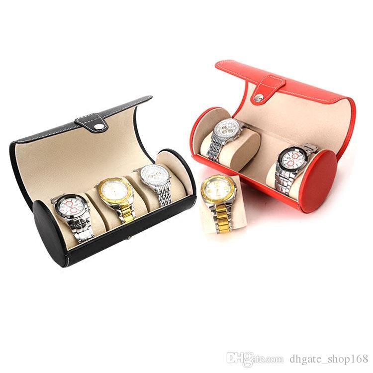 

PU cortex 3 position Round watch box hand chain box jewelry counter display boxs glitter2008