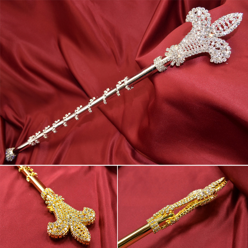 

Fashion Rhinestone Scepter Double Size Miss Beauty Pageant Queen Crown Angel Props Princess Queen For Bar Show Or Party Accessories Sz023