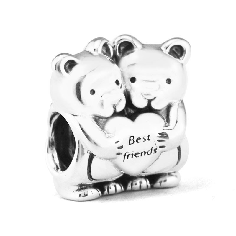 Authentic 925 Sterling Silver Jewelry Bear Best Buddies Fashion Charms Beads Fits Pandora Bracelets For Women-image-405437766