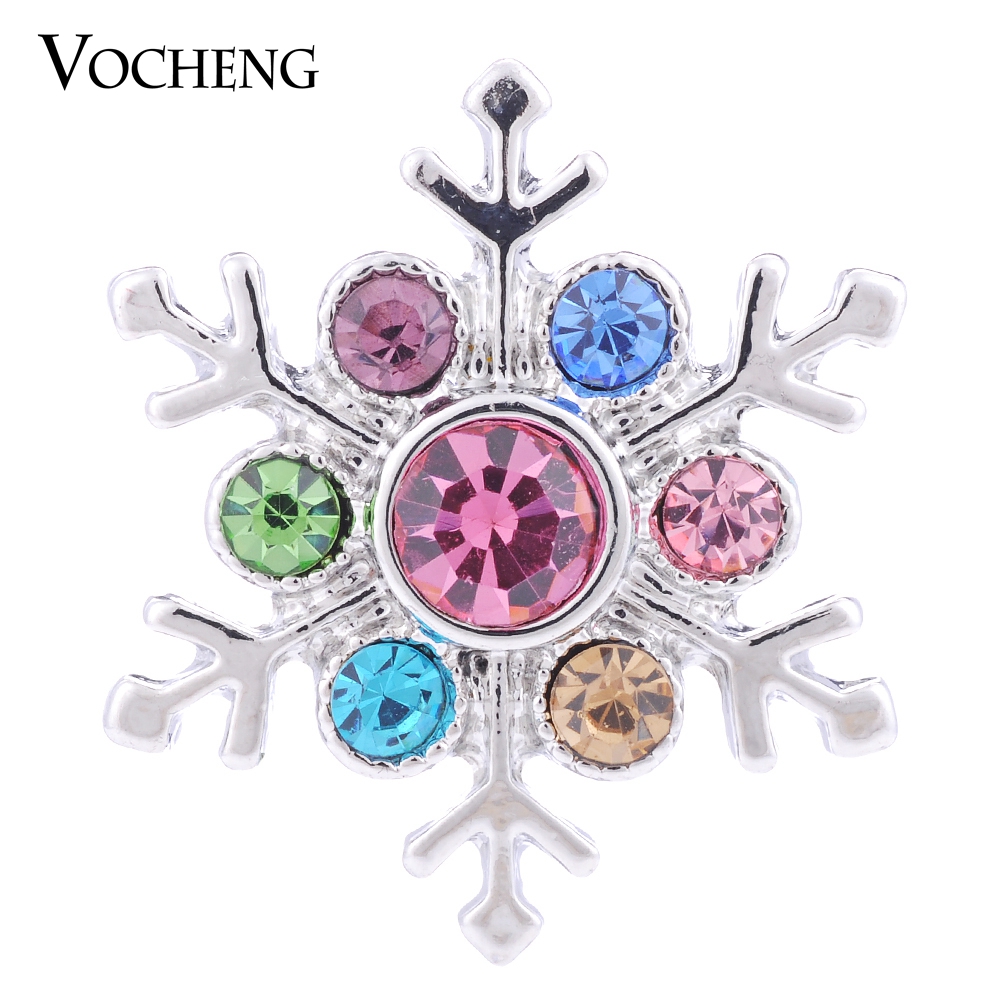 

NOOSA 18mm Ginger Snap Christmas Gift for Women 4 Colors Glitzy Snowflake Snap Charm VOCHENG Vn-1143