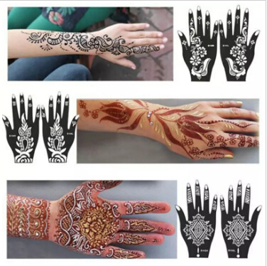 

Wholesale-New 1Pcs India Henna Temporary Tattoo Stencils For Hand Leg Arm Feet Body Art Template Body Decal For Wedding NB137 free shipping