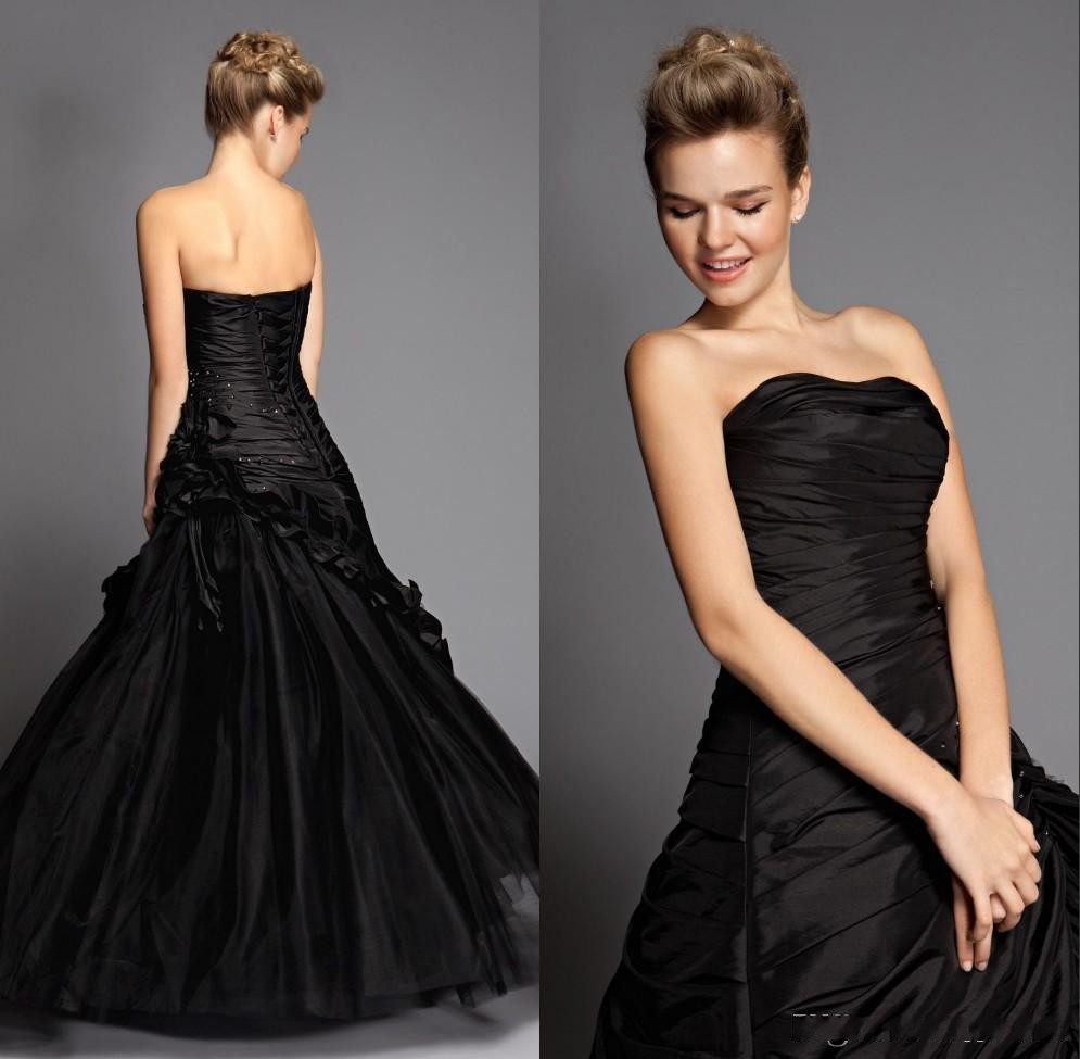 

2016 Gothic Black Wedding Dresses Off Shoulder Pleated Beads Floor Length Draped Formal Bridal Party Gowns Custom Made Bride Dresses, White