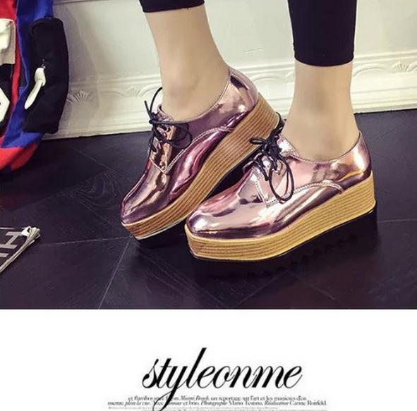 Les chaussures de sorcière étoiles chaussures de plate-forme en cuir muffin pente avec épaisse avec hiver 2015