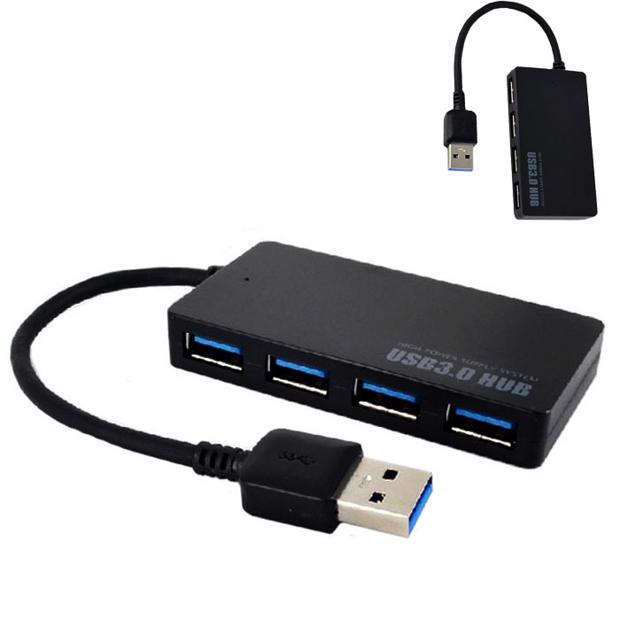 

RXD-103U3 High Speed 4-Port USB 3.0 Hub 5Gbps Support 1TB HDD Portable Compact for PC Mac Laptop Notebook Desktop
