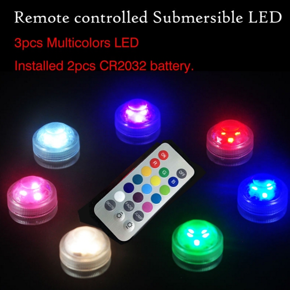 

10Pcs 3leds/Pcs Wedding Decoration Remote Control Waterproof Submersible Led Party Tea Mini Light With Battery For Party