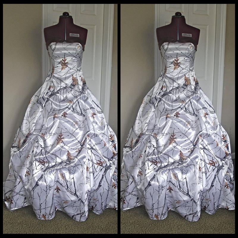 

Fashion Comouflage Wedding Dresses With Pick Up Skirt White Snow Camo Bridal Dresses Realtree Wedding Gowns 2020 Vestidos De Novia, White camo
