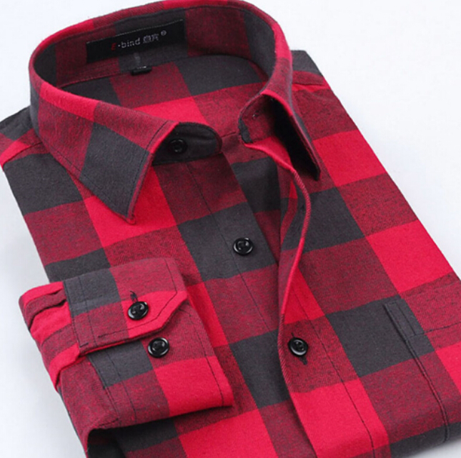 

2016 New Mens Casual Plaid Shirts Long Sleeve Slim Fit Comfort Soft Flannel Cotton Turn-down Collar Shirt Leisure Styles