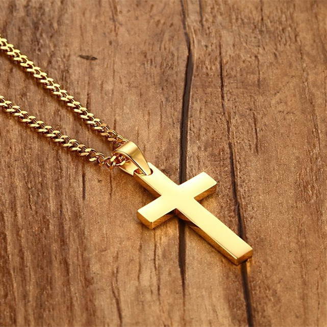 Men/'s Gold et Ton Argent En Acier Inoxydable Jésus Pendentif Prière Collier Chaîne