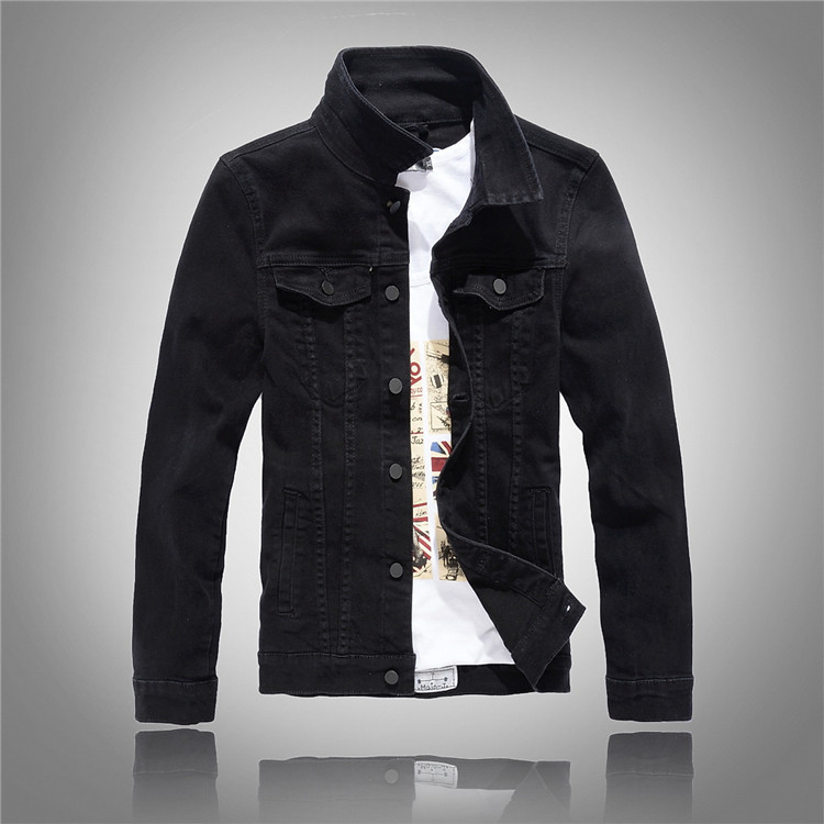 Wholesale- 2017 Hot Slim Mens Cotton Jackets and Coats Casual Denim Jacket Men Veste Homme Men Jeans Jacket Male White Black Army Green Red