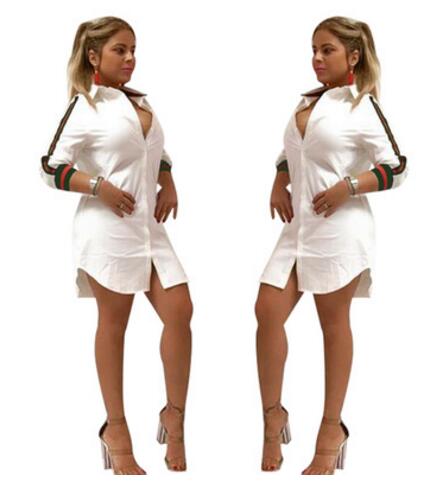 

2017 new women Cardigan Shirt dress Fashion Slim sexy deep V Club bandage bodycon dress ladies white Blouses tops
