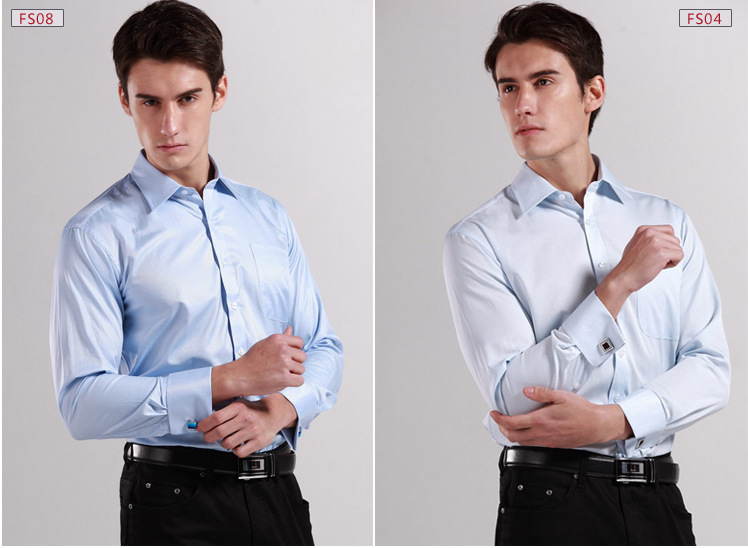 

Wholesale- quality Mens classic French cuff shirt Brand Formal Shirts for men Long sleeve dress shirt men Business man shirts 17colors, Fs16