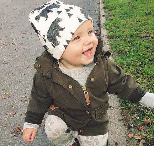 

New Infant Baby Caps Kids Cartoon Animal Printed Hats Boys Girls Children Warm Hats 11476, As the picture