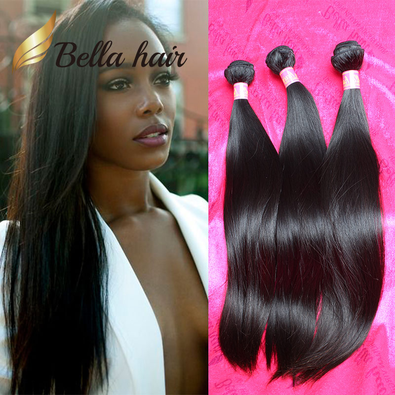 

Bella Hair®11A Thickest Brazilian Virgin Hair Bundle 3pcs/lot Double Drown Silk Peruvian Straight Hair Weave Raw Indian Human Hair Extension, Natural color