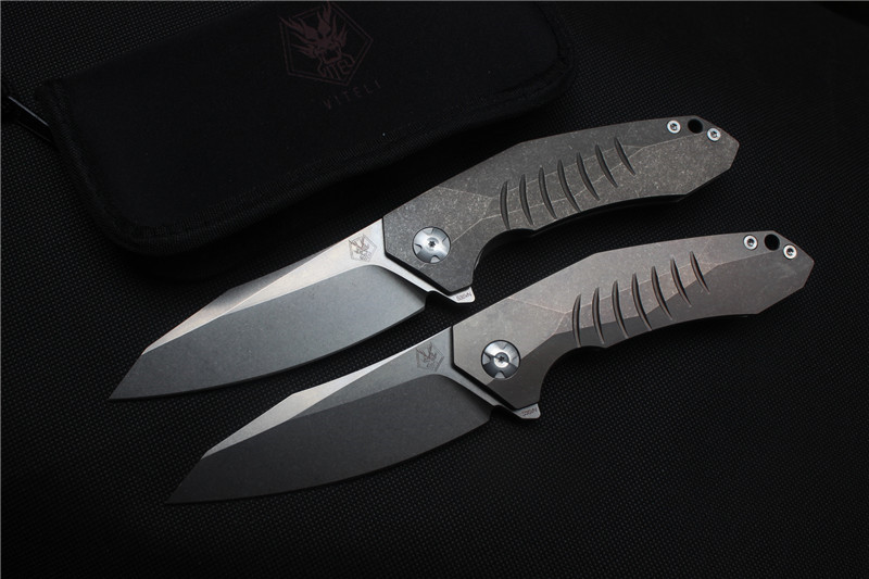 

Free shipping, high quality Viteli TOP1 knife,Blade100%S35VN(Stone wash),Handle:TC4 Plane bearing outdoor camping Folding knife EDC,gifts.